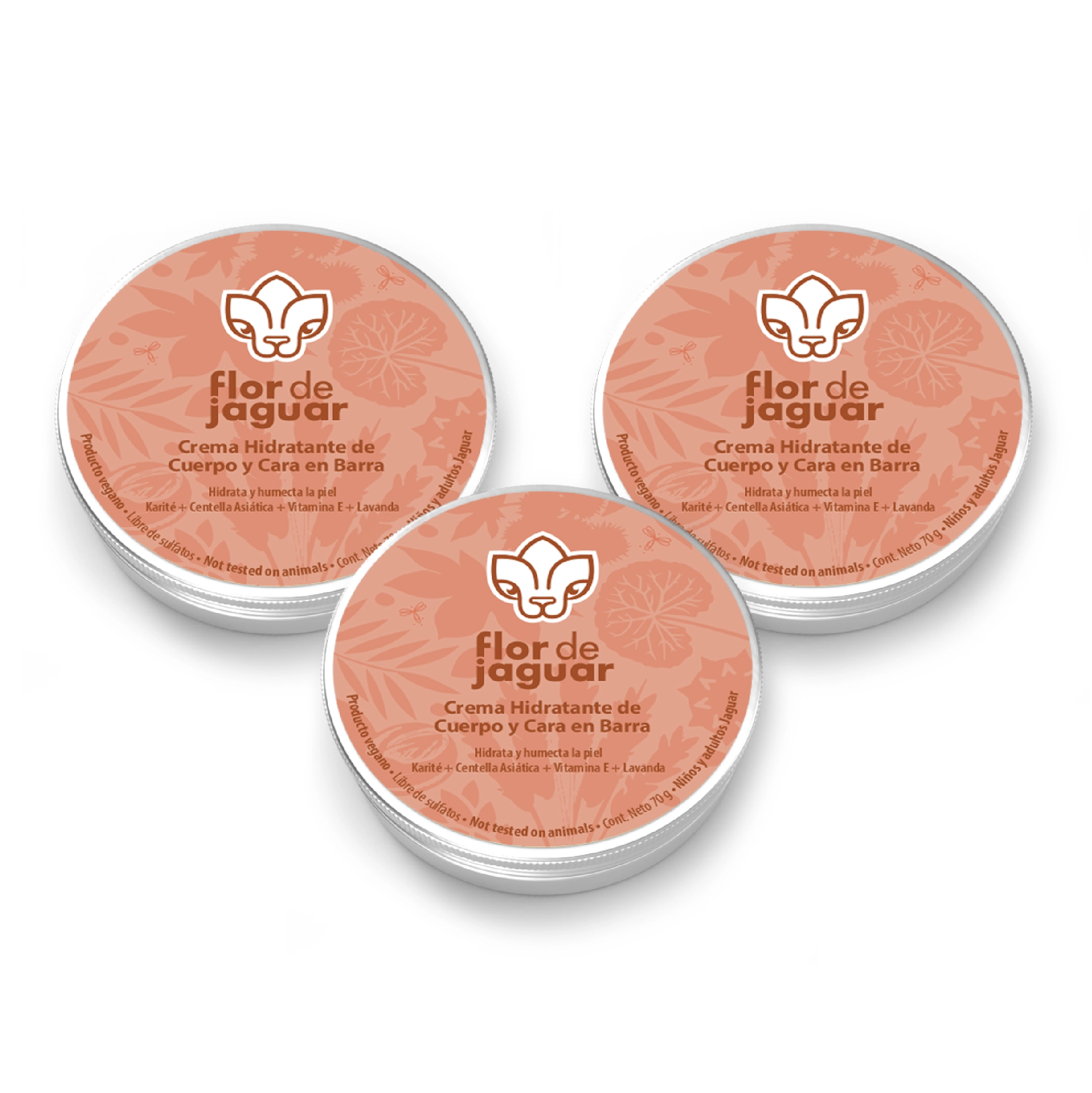 Crema Sólida Humectante c/lata, 70 gr 3 pzas