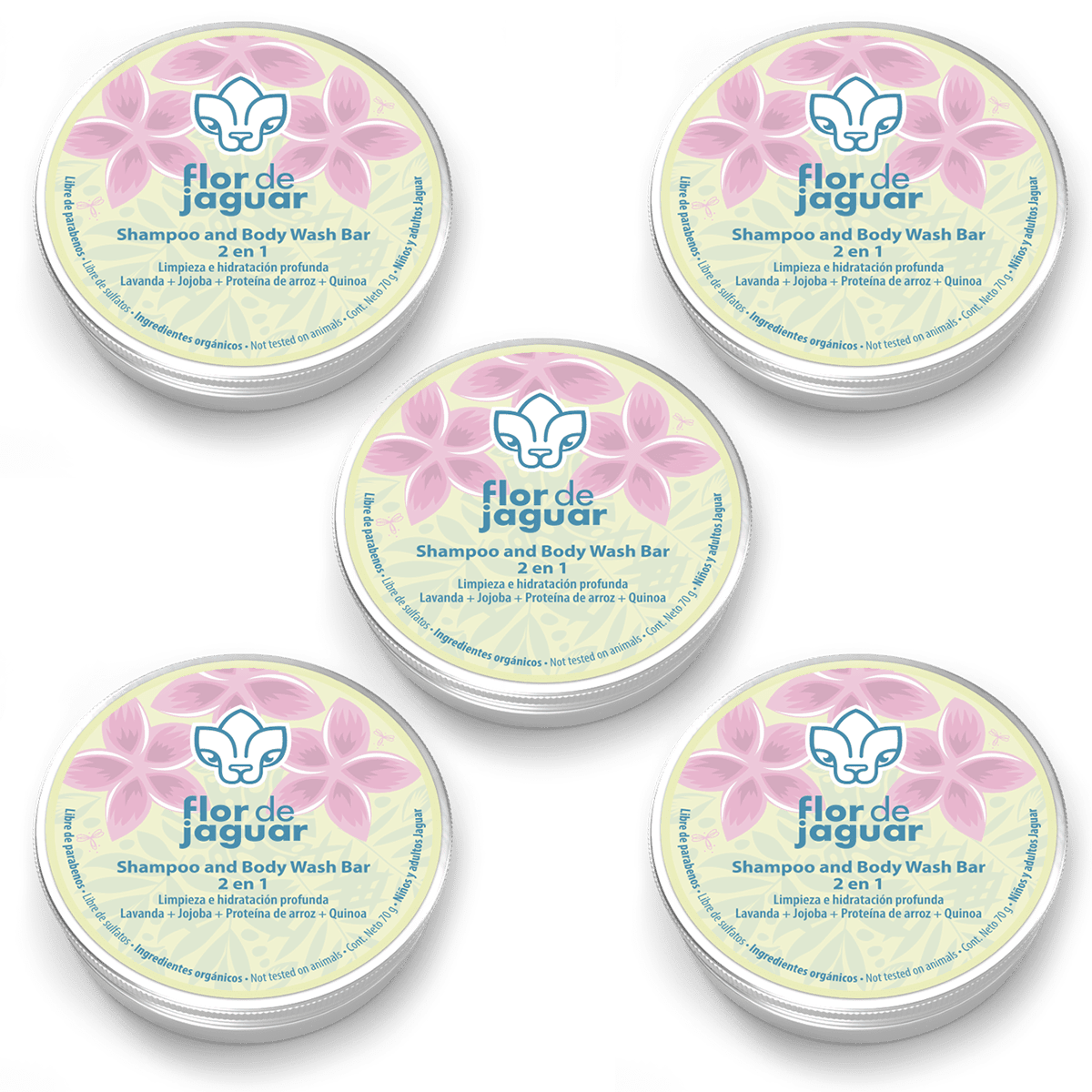 Shampoo and Body Wash c/lata, 70 gr (5 piezas)