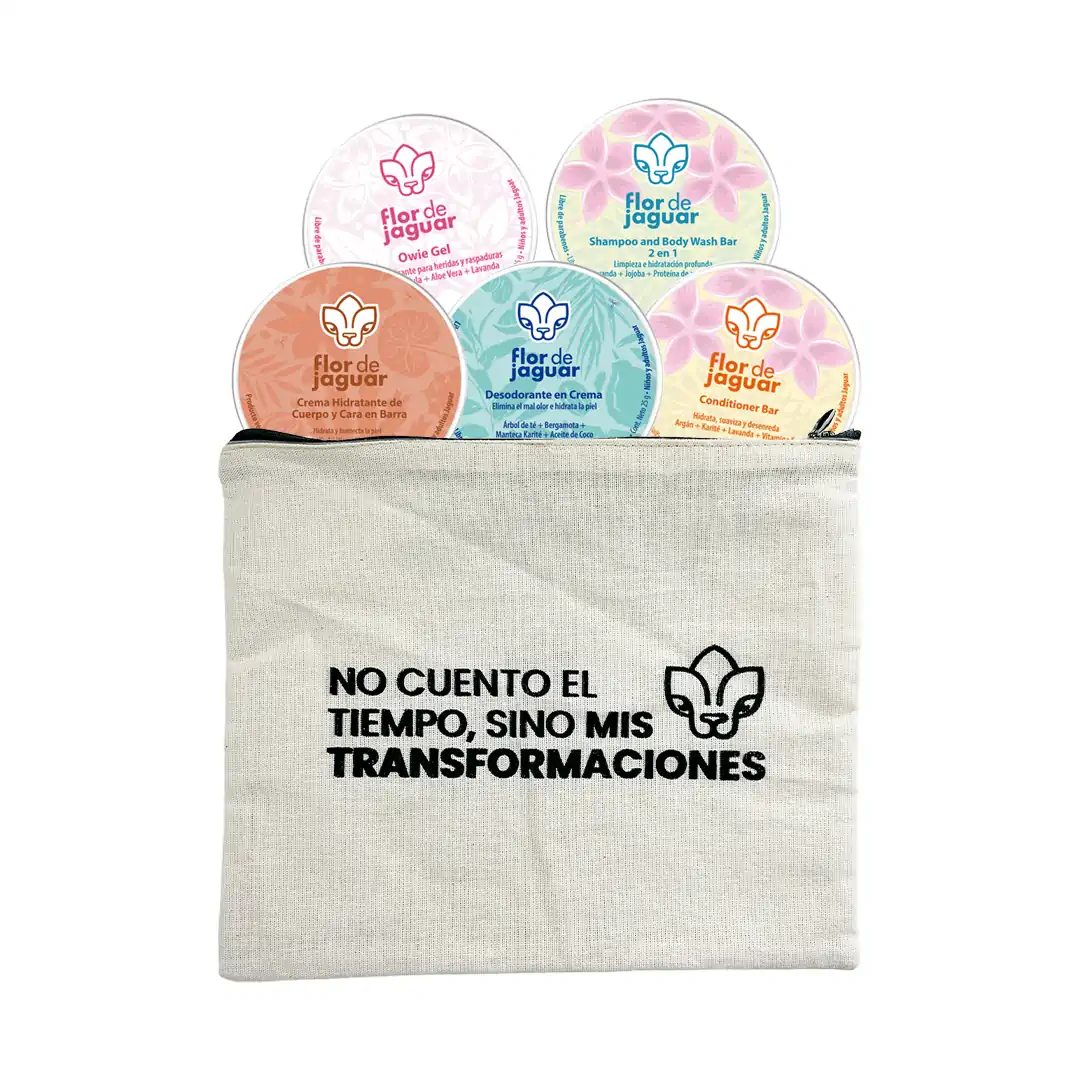 Ciudado Esencial Full Pack (Mini amenties en lata: Crema solida + Desodorante en crema + Owie Gel + Shampoo and Body Wash + Conditioner Bar)